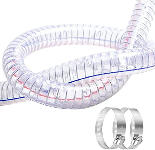 QuQuyi 38mm（1.5 Zoll） x 1m Stahldraht PVC flexibles Schlauch Spiralschlauch Förderschlauch Hochdruck UV chemisch beständiges dickes Vinyl-Schlauch-Rohr