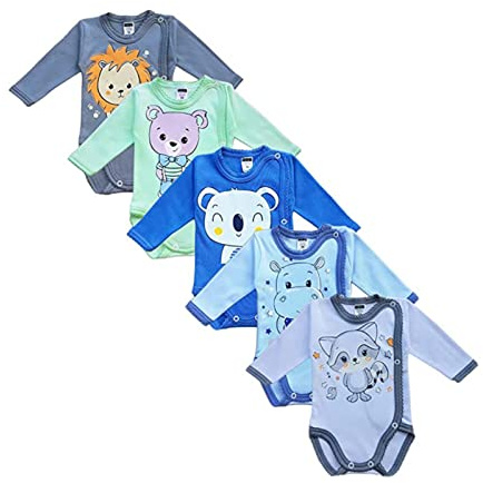MEA baby Unisex body med långa ärm, 5-pack. Pojkar flickor