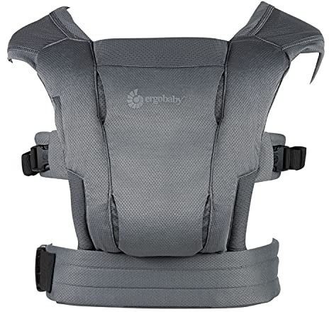 Ergobaby Embrace Soft Air Mesh Babytrage für Neugeborene ab Geburt, 2-Positionen Bauchtrage Baby Tragetasche Ergonomisch, Washed Black