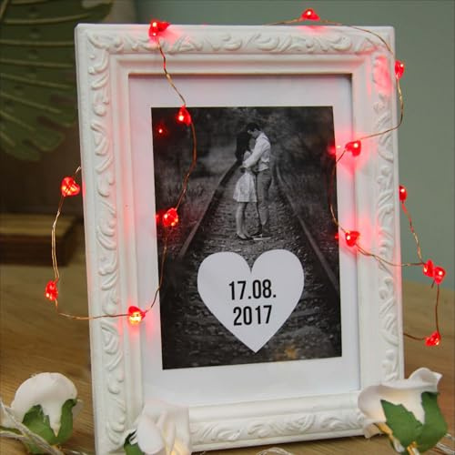hellum LED Lichterkette Batterie mit Herzen (2xAA), 20 LED, innen, 2er Set | Lichterkette innen klein, rote LED mit Herzen, Kupferkabel, beleuchtet 1,05m, für Geschenk, Geburtstag, Weihnachten 150612