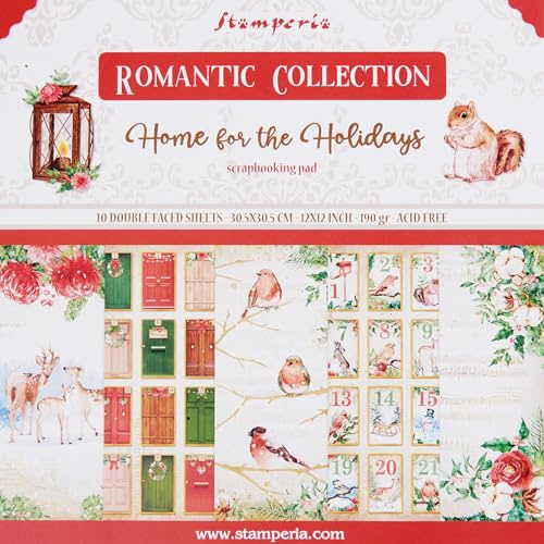 Stamperia International SBBL119 Scrapbooking Block – Romantisch – Zuhause für die Feiertage, mehrfarbig, 12 x 12 inches