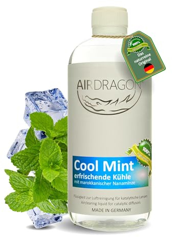 AIRDRAGON COOL MINT - katalytischer Raumduft ohne künstliche Duftstoffe - natürlicher Raumduft mit naturreinem ätherischem Duft-Öl für jede katalytische Lampe 1000 ml - Made in Germany