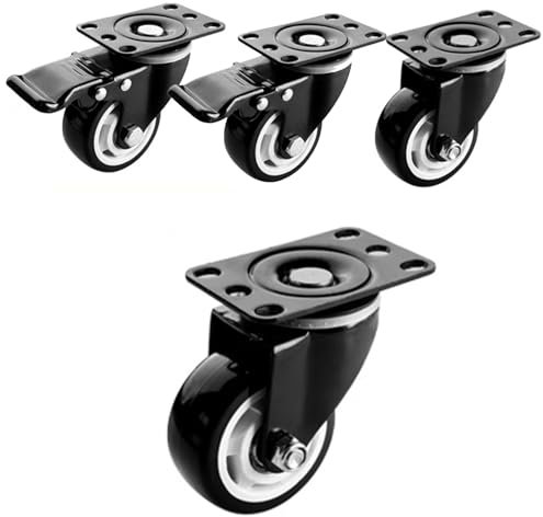 Möbelrollen, Möbelrollen Mit Bremse, Doppelt Kugelgelagerte Transportrollen Lenkbar, Schwerlastrollen Mit Bremse, Kleine Lenkrollen für Innen Und Außen (Size : 4in(2 Brake+2 Swivel))