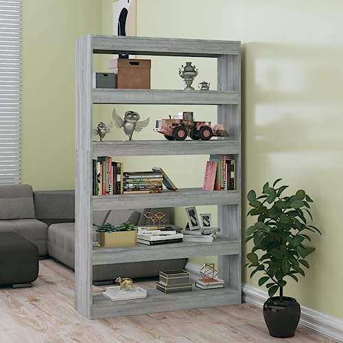 Eckvitrine Modernes Standregal Wohnzimmermöbel Bücherregal/Raumteiler Grau Sonoma 100x30x166 cmfür Wohnzimmer, Schlafzimmer, Büro