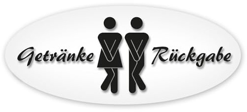 younikat WC Aufkleber Getränke-Rückgabe transparent 18 cm - dv1377 | Unisex Tür-Aufkleber für Toilette und Gäste-WC, UV-beständig, witterungsbeständig