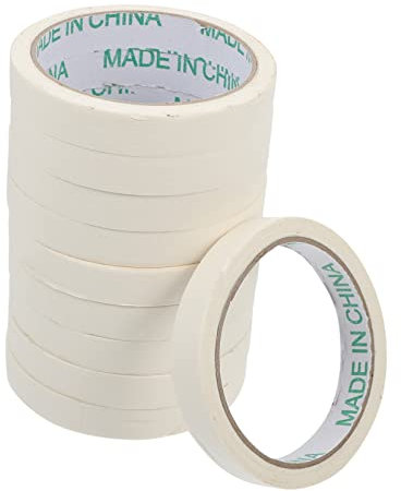 SEWACC 10 Stück Weiße Krepppapier Abdeckbänder 20mm x 20m Reißbares Malerband Mit Hoher Klebkraft Rückstandsfrei Entfernbar Für Möbel Sprühschutz Und Dekoration