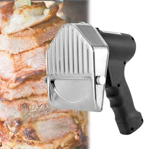 Kindevieft Cuchillo Kebab Turco Profesional Cortador Gyro Comercial De Acero Inoxidable Cuchillo Shawarma InaláMbrico Con Espesor Ajustable, 3000 Rpm, 2 Cuchillas, Para Restaurantes Y Catering