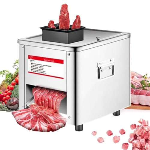 Cortadora De Carne EléCtrica, Cortadora Carne Res Y Pescado De Acero Inoxidable 850W,Cortadora/Trituradora/Cortadora Cubitos, Cortadora De Alimentos Escritorio Para DoméStico Y Comercial,3.5mm