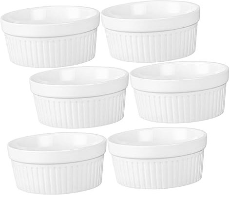 WATIIFUFU 6pièces Set De Coupes à Dessert Céramique Bols Multi-usage Pour Pâtisserie Ramequins à Pudding Résistants Chaleur Nettoyage Facile Et Cuisson Uniforme