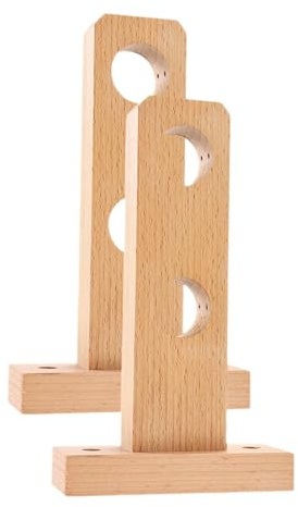 Gralara Juego de 2 Soportes de Madera para Cortinas, Agujeros Dobles, Individual