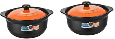 POPETPOP Lot De 2 Cocottes Avec Couvercles Marmites À Induction Pour Légumes Cuisson Multiple Ustensiles De Cuisine Profonds Cocotte En Porcelaine Terre Cuite Petite Marmite