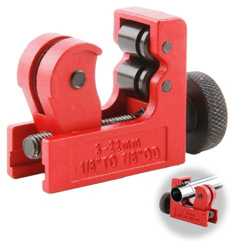 Rohrschneider Mini, 3–22mm verstellbarer pipe cutter mit Entgrater und 2 Markierstiften, rohrschneider kupferrohr schneider rohrleitungs-schneidwerkzeug für kupfer aluminium pvc messing leicht kompakt