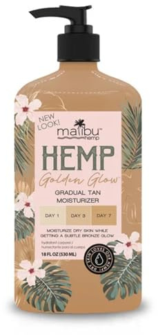 Malibu Hemp Golden Glow Gradual Tan Moisturizer, 18 fl oz