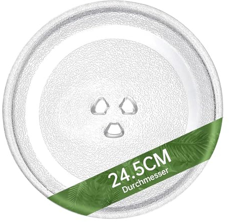 Plato de cristal para microondas de 24,5 cm, plato giratorio para microondas, plato giratorio de cristal, accesorio para microondas, plato giratorio de repuesto, con forma de Y, con 3 fijaciones para