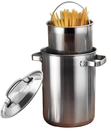 Marmite en céramique, petite casserole cuivre, marmite à asperges, pâtes acier inoxydable, cuiseur vapeur for légumes avec panier et couvercle, 4 L