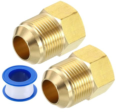 QUARKZMAN Messing Doppelnippel, 2 Stück 3/4 SAE Männlich x 5/8 SAE Weiblich | Rohrverbinder Reduzierung für HVAC-Systeme Kältemittelleitung, Schnellkupplung Schlauchtülle Schlauchanschluss Verlängerung
