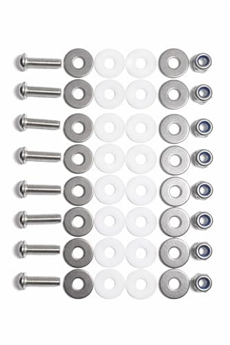 M6x20 Tornillos ISO 7380 A4 (AISI 316) – Kit Completo con Tuerca Autoblocante + Arandelas Nylon y Acero – Acero Inoxidable Marino para Barcos y Placas Solares – Bale Mare