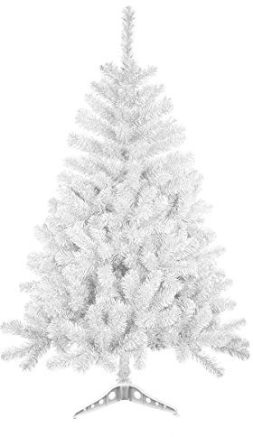 SOLAGUA NAVIDAD Künstlicher Weihnachtsbaum, Lametta-Blatt-Tanne 120–210cm Bäume mit Kunststoffauflage (Glänzend Weiß, 120cm 184Tips)
