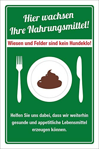 Schild Landwirtschaft Futterwiese Nahrungsmittel Kein Hundeklo 600 x 400 mm | 3 mm Alu-Verbund, wetterfester UV-Direktdruck, robust und langlebig, Made in Germany