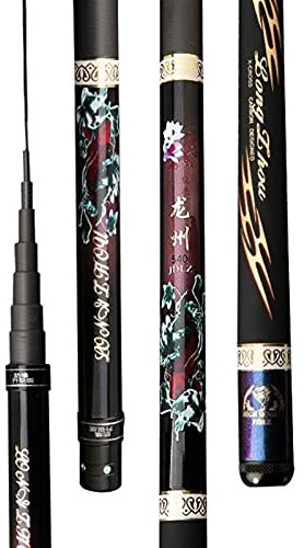 LUOSHUAI Stipprute Karpfen-Pole-Feeder tragbar 3M4M5M6M7M8M9M. Teleskop-Angelrutestrom-Hart-Ultralight Carbon Fishing Pole Combo Angelausrüstung Angelrute (Color : Black, Length : 9M)