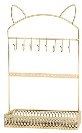 LIXBD Schmuckständer in Katzenform, Ohrringhalter für Frauen und Mädchen, Ohrringhalter (Farbe: Gold)