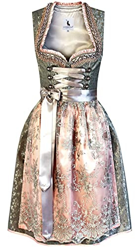 Alpenmärchen Midi Dirndl aus Exklusiver Kollektion inkl. Spitzenschürze Gr.38 - ALM901