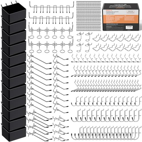 INCLY 278PCS Pegboard Accessories Organizer Kit, Peg Board Hooks Set with Bins for Organizing Tools, 1/8 and 1/4 inch Pegboard Hooks Assortment for Hanging Storage,Garage Wall Organizer Attachments