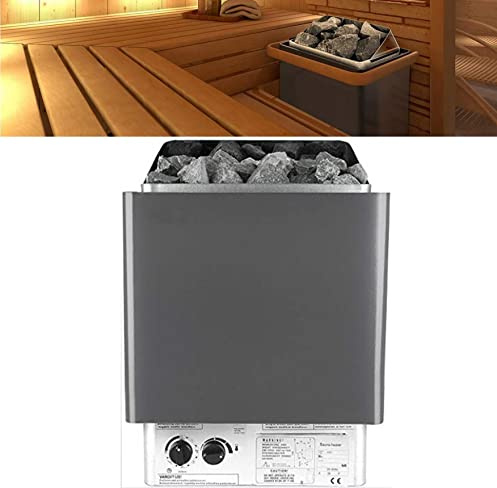 UIGJIOG Edelstahl-Sauna-Ofen Für Heimbad Finnische Elektro-Sauna-Heizung Sauna Set Wandmontage Installation Thermostat Steuerung Eingebaute Elektrische Sauna-Ofen Trockener Sauna Für 2-13 M³,8KW