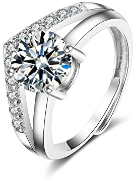 925 Sterling Silber Verstellbarer Offener Kronenring Damen Hochzeitsschmuck Geschenk,der Größe Veränderbar