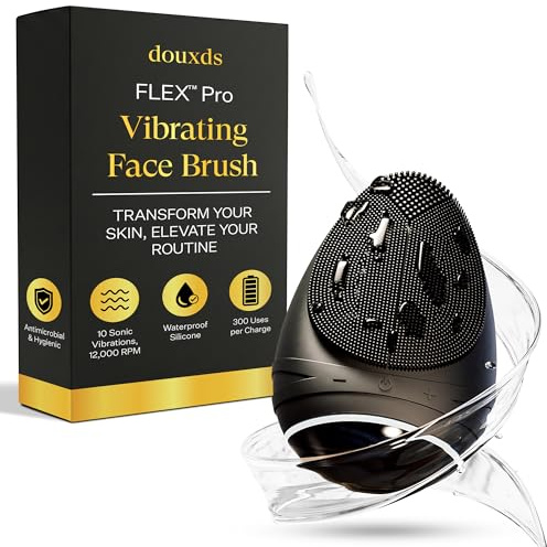 douxds Flex™ Pro Vibrierende Gesichtsbürste, Elektrischer Gesichtsschrubber für Männer, Flex™ Gesichtsbürste, Herrenhautpflege, leistungsstarke Schalltechnologie, entfernt dunkle Flecken und Beulen