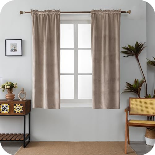 GIRASOLE HOME Coppia Tende Adelaide Morbide Oscuranti Termiche in Velluto 2 Pannelli da 70x150cm con Tasca, Tortora