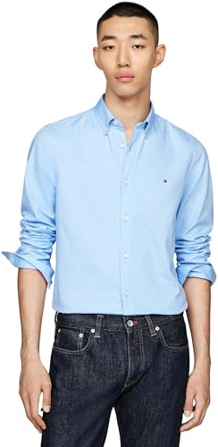 Tommy Hilfiger Uomo Camicia Slim Fit in Cotone, Blu (Vessel Blue), 3XL