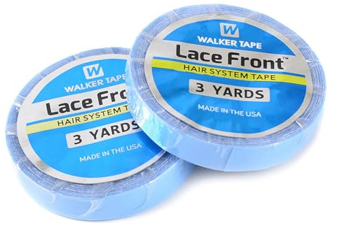 2 Rolls Lace Front Wig Support Tape, Double Sided Adhesive Salon Blue Tape, 0.8 CM* 3 Yards