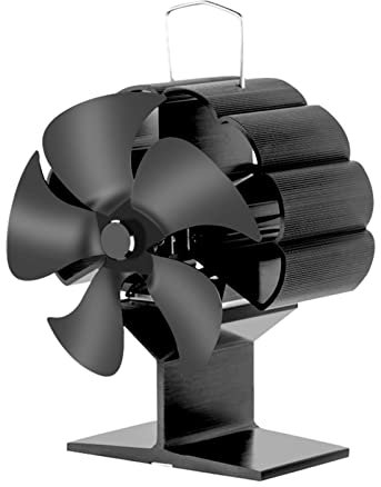 HPTHLY 5 Blades Black Fireplace Heat Powered Stove Fan Wood Log Burner Fan Efficient Heat Distribution Home Heat Power Stove Fan