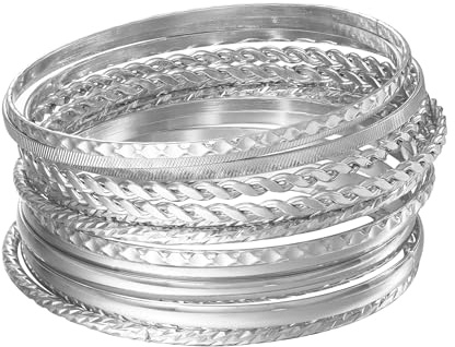 JJJDreams 20 Stück Graviert Legierung Armreifen für Frauen, Armband-Set,Plattiert Stacking Armreifen