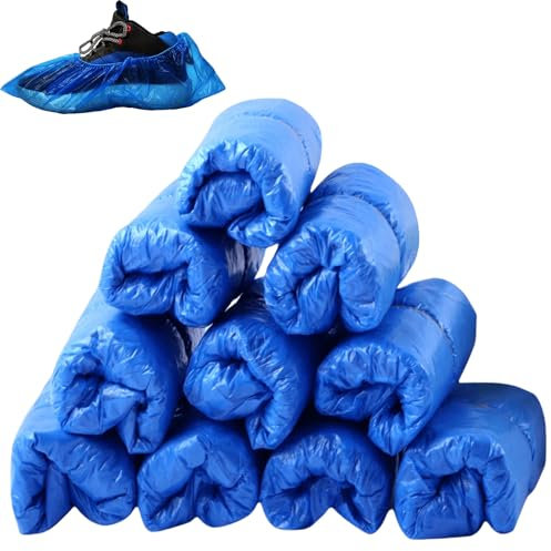 300 Stück Blau Schuhüberzieher, 150 Paar Mehrweg Schuhüberzieher, Regenschutz Überschuhe, Schuh Überzieher wasserdicht, Universalgröße Überschuhe, Schuh Überzug für die Baustelle für Medizin Bau