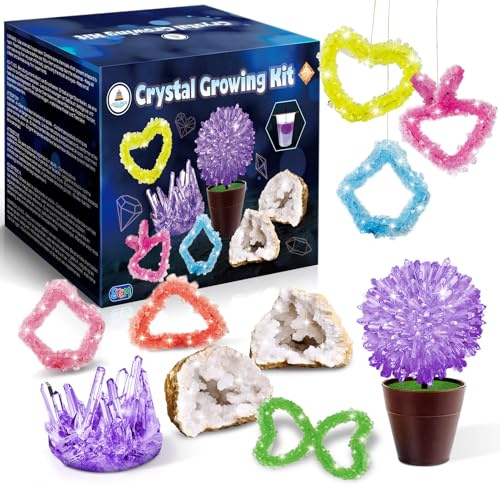UNGLINGA Kit di Esperimenti di Coltivazione di Cristalli per Bambini, Geodi Apribili Cristalli Kit di Esperimenti Regali Esperimenti per la Cameretta dei Bambini con Molte Forme, Colori e Dimensioni