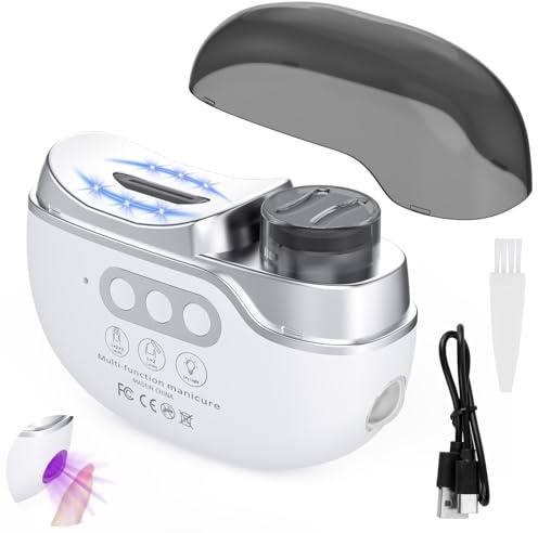 4 in 1 Electric Nail Clippers, 3-Speed Electric Nail Trimmer with LED Light & Gel Nail Lamp Nail Scraps Storage, Rechargeable Fingernail Trimmer for Babies Kids Adults Elderly