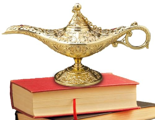 Classic Luxury Laterne Lampe - Arabisch Lichtgefäß, Genie Lampe Ornament | Goldener Ölhalter, Magische Leuchte, Fantasy-Beleuchtungslampe, elegante Tischdekoration Weihnachtsgeschenk