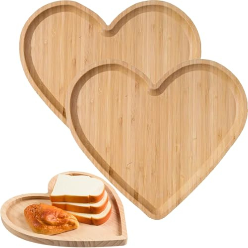 Bandeja de madera en forma de corazón, plato para servir el día de San Valentín, queso de bambú, tabla de embutidos, ensaladas, aperitivos, postres, dulces, platos para frutas, bodas, inauguración de