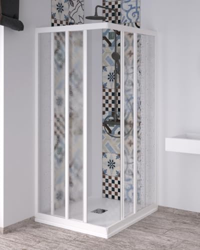 Box Doccia angolare cm 70x90 profili in pvc e pannello in acrilico 1,8 mm con apertura scorrevole e chiusura magnetica