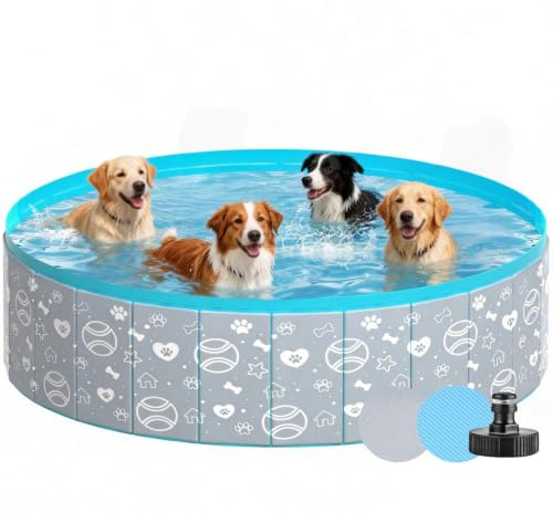 Hundepool 160x30cm, Faltbare Hundepool für Große & Kleine Hunde, Tragbar Swimmingpool, Abriebfest/rutschfest/Nicht-Verformbar/Verdickt Material(Nicht für Kinder Geeignet)