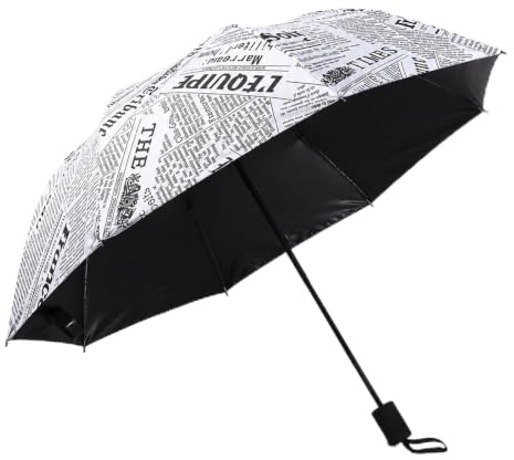 GEEKPC Folding UV Sun Umbrella Black - Compact Lightweight Portable Travel Parasol For Women, UPF 50+ UV Sun Rain Protection, 8 Ribs Windproof, 28 Cm Folded, 280 G, Stylish Black White Windowpane