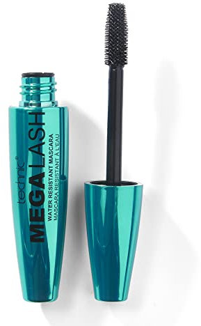 Technic Mega Lash Water Resistant Mascara - Vegan, Ultra Black, Water Resistant, Hard wearing, Smudge-Proof, Lash Building Formula For Volume Glam Lashes - 12ml