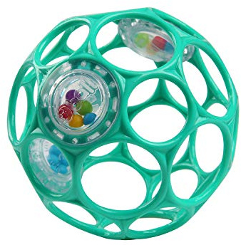 Bright Starts Oball Easy-Grasp Rattle BPA-Free Infant Toy in Teal, Age Newborn and up, 4 Inches
