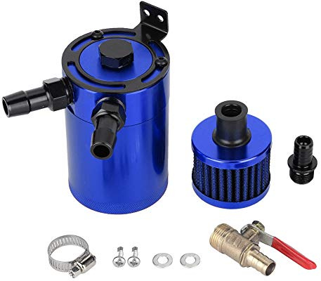 Filtro olio, Akozon in lega di alluminio universale Serbatoio olio Serbatoio olio Cattura olio con kit accessori a 2 porte(Blu)
