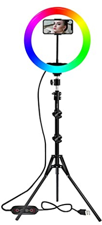 LUCE AD ANELLO LED RGB, LUCE TIKTOK RGB SELFIE RING LIGHT, LUCE PER TRUCCO REGOLABILE, VIDEO TIK TOK 12 CM DIAMETRO - DISCORAMA® (12 Cm)