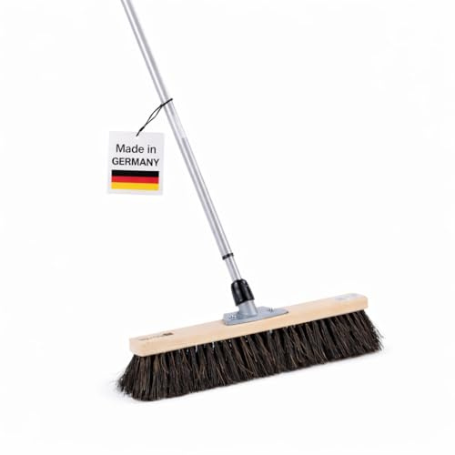 Besen Arengabesen 40cm Breit mit Teleskopstiel Stiel Arenga Natur Borsten