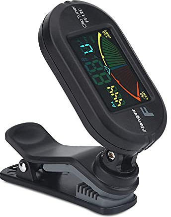 Glomora Stimmgerät Gitarre, Hochwertiges Chromatisches Stimmgerät FT-12C Mit Buntem Bildschirm Und Clip-Halterung – Perfekt Für Gitarre, Bass, Ukulele Und Violine