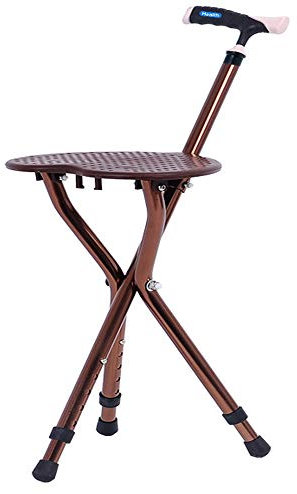 Dreibeiniger, zusammenklappbarer Gehstock mit Sitz, Teleskop-Hocker, Stuhl, Balance-Mobilitätshilfe für ältere Männer und Frauen mit rutschfestem Griff und Gummispitze (#2) elegant